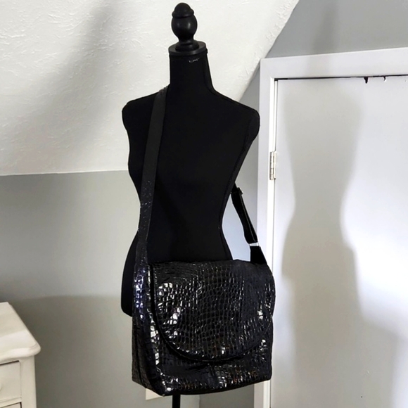 Timi & Leslie Baby Bag, Black Patent, 'crocodile' - Picture 12 of 13